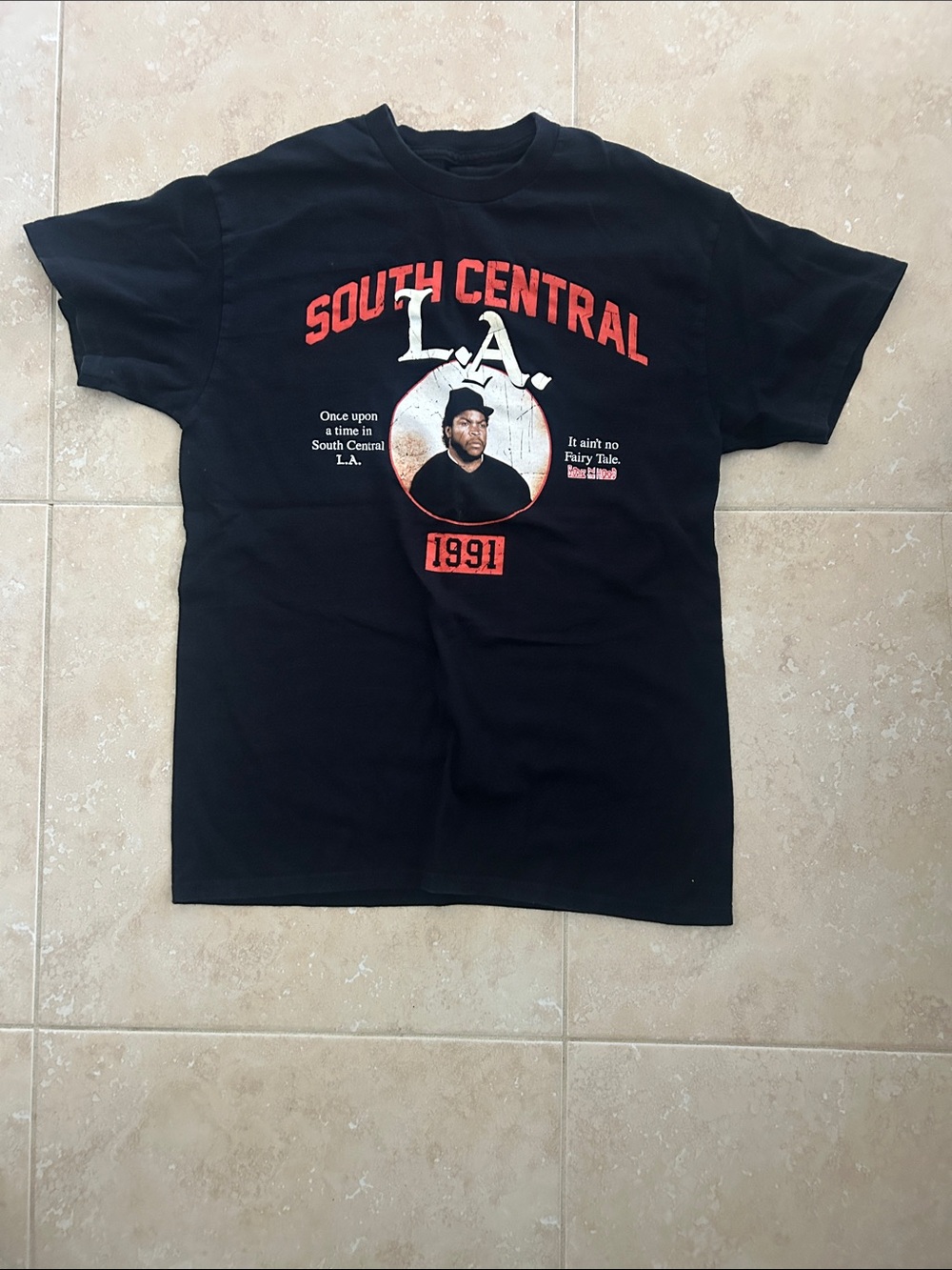 Hybrid Apparel South Central L.A. 1991 Graphic Tee - Black with Red Accents